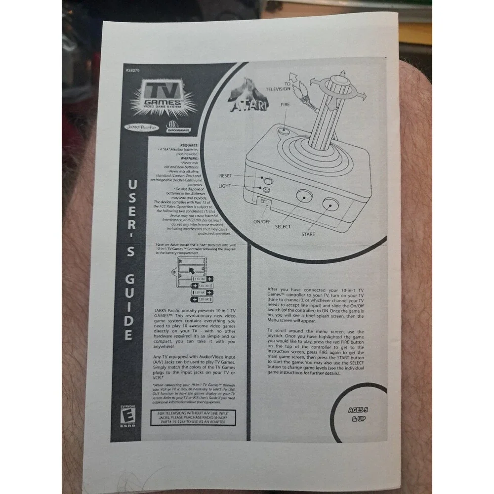 Atari Tv Games Plug Play Video Game Jakks Pacific 2002 Retro Classics Instructio